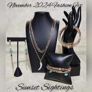 Paparazzi Gold and Turquoise Necklace Set